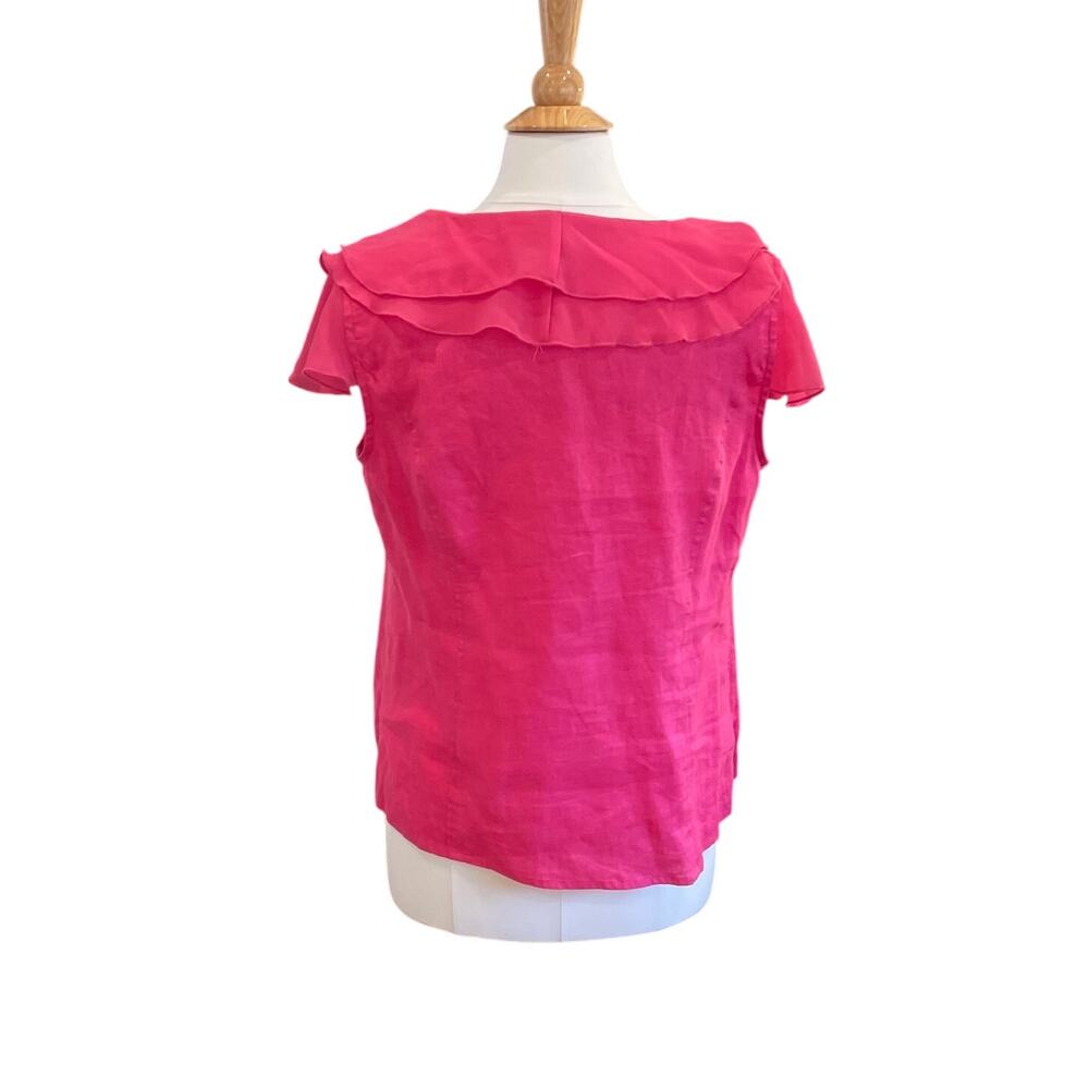 Multiples Pink Linen Button Down Blouse, Short Ru… - image 4